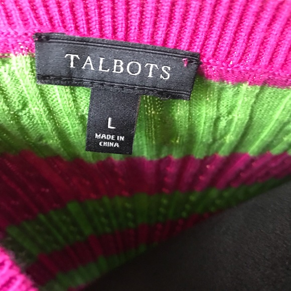TALBOTS Pink/Green Sweater Vest Size L - Picture 4 of 4